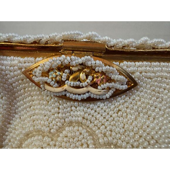 Vintage Made in France White Beaded Evening Bag Set (NOS) - Picture 3 of 10